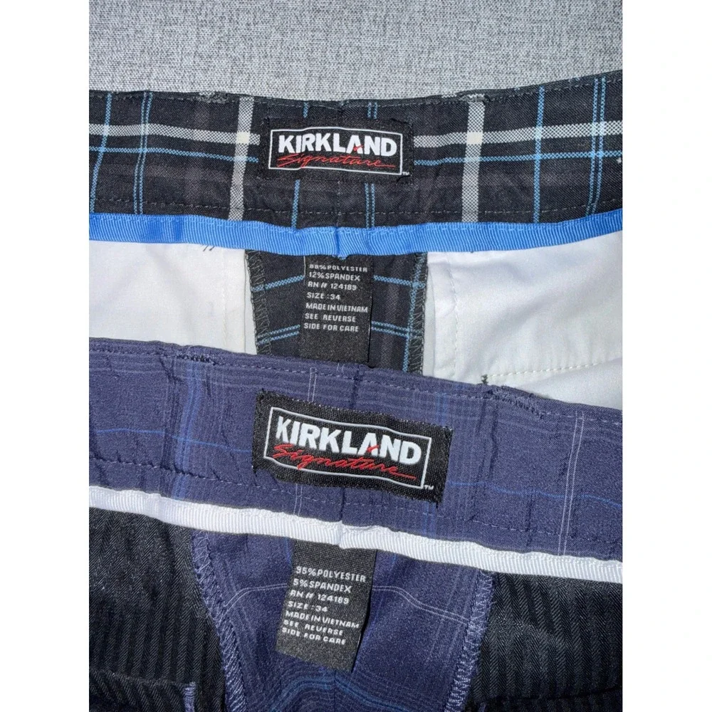Kirkland Signature Mens Performance Golf Shorts Size 34 Plaid Blue 2 Pair Costco